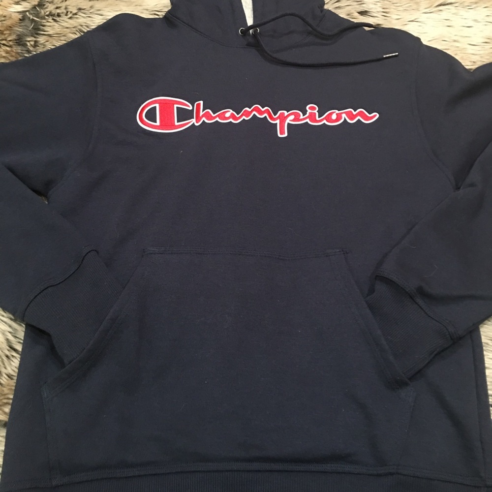 🎉Host Pick🎉 Champion Powerblend Fleece Hoodie, Red Script Logo